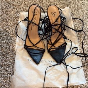 Women's Black Lace Up Heels